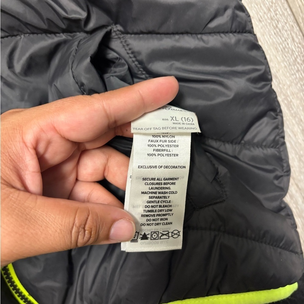 Eddie Bauer Black Puffer Jacket with Neon Accents for youth - Picture 6 of 7